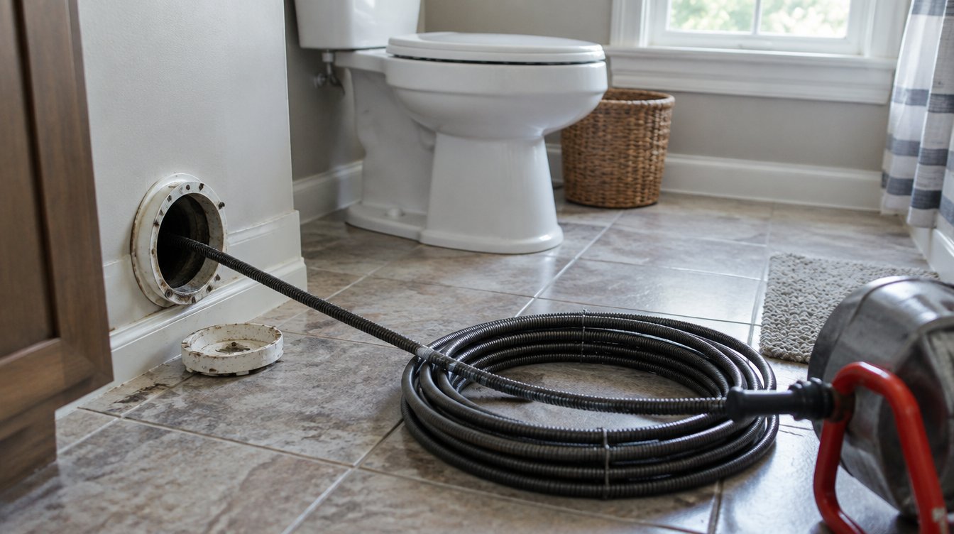 Illustrative drain clearing imagery (AI-generated filler, not a Boise Plumbing job photo)